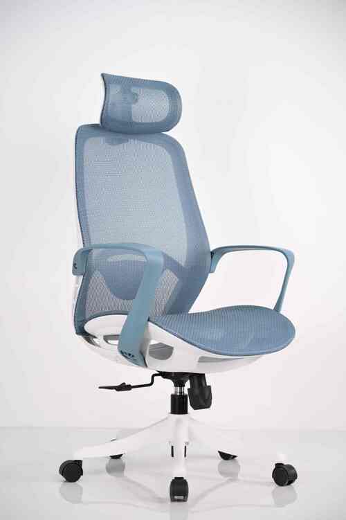 latest company news about Fight Sitting Fatigue! New Ergonomic Task Chair White Frame Sky‑Blue Mesh, 5‑Yr Warranty for Wholesale Office Projects