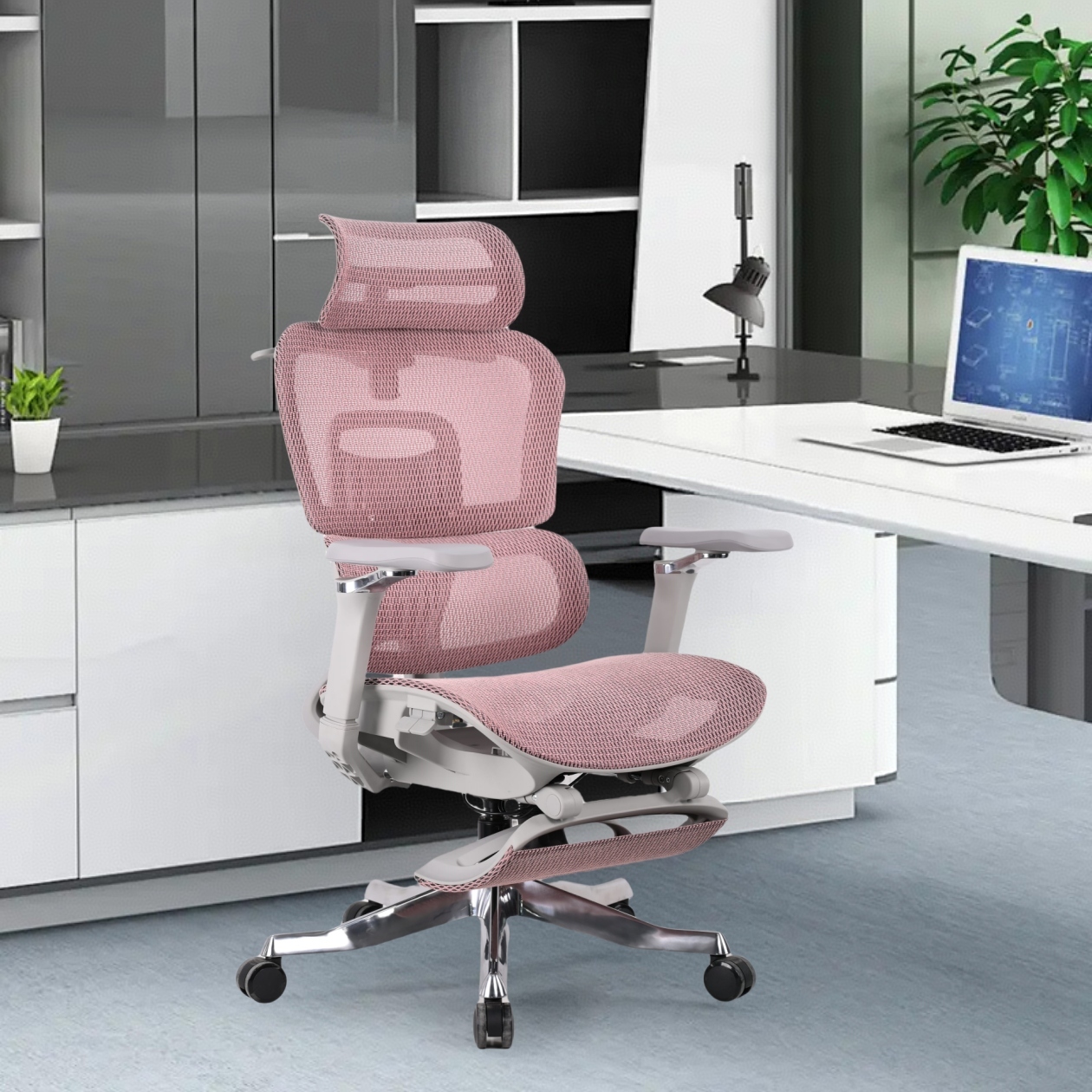 High Back Ergonomic Office Chair With 3D Headrest / 5D Armrest