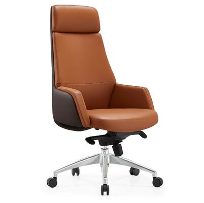 Bon prix Chaise de bureau de luxe en cuir PU à dossier haut pivotante pour PDG en ligne