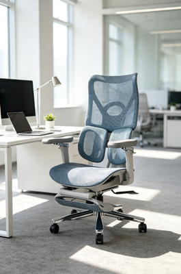 Calidad Silla de oficina ergonómica de respaldo alto con malla, reposacabezas ajustable en altura y reposabrazos ajustables en 5D Fábrica